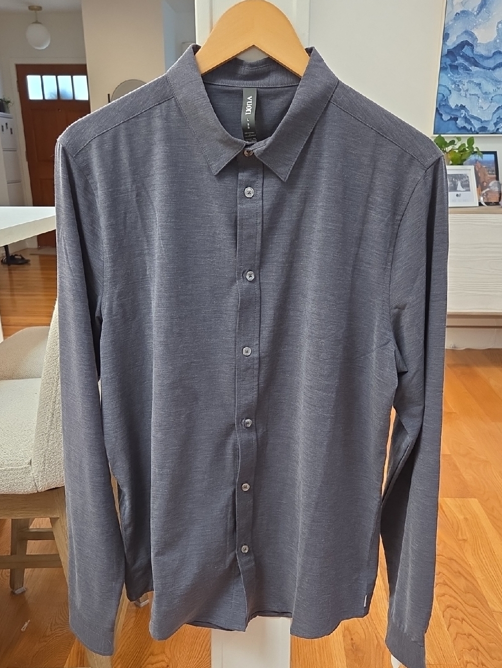 Vuori Men’s Long-Sleeve Button-Down Shirt in Charcoal Grey (L)